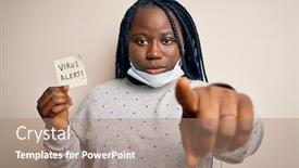  Presentation with alert - PPT theme consisting of african-american-woman-wearing-medical background and a coral colored foreground