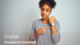  Presentation with navy - Colorful presentation design enhanced with african american woman wearing navy backdrop and a coral colored foreground