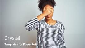  Presentation with navy - PPT theme enhanced with african-american-woman-wearing-navy background and a gray colored foreground