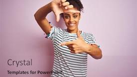  Presentation with frame pink - Slide deck with african-american-woman-wearing-navy background and a coral colored foreground