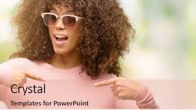  Presentation with proud american - Audience pleasing PPT theme consisting of african american woman wearing pink backdrop and a coral colored foreground