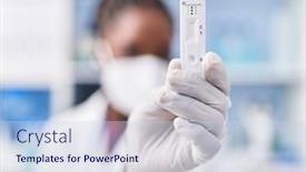  Presentation with antigen test - Theme with african-american-woman-wearing-scientist background and a sky blue colored foreground