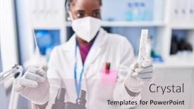  Presentation with scientist - Presentation theme consisting of african-american-woman-wearing-scientist background and a lemonade colored foreground