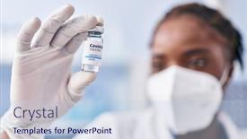  Presentation with covid - PPT layouts consisting of african-american-woman-wearing-scientist background and a light blue colored foreground