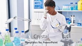  Presentation with stressed - Presentation theme enhanced with african-american-woman-wearing-scientist background and a lemonade colored foreground