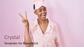  Presentation with face mask - Presentation having african-american-woman-wearing-sleep background and a  colored foreground