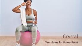  Presentation with pilates - Presentation theme having african-american-woman-wearing-sportswear background and a lemonade colored foreground