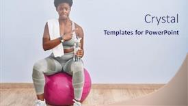  Presentation with pilates - Slide deck having african-american-woman-wearing-sportswear background and a sky blue colored foreground