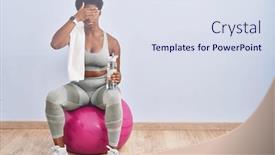 Presentation with pilates - Theme enhanced with african-american-woman-wearing-sportswear background and a sky blue colored foreground