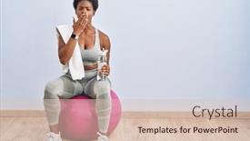  Presentation with pilates - PPT theme consisting of african-american-woman-wearing-sportswear background and a lemonade colored foreground