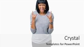  Presentation with music african american jazz musician - Audience pleasing theme consisting of african american woman wearing stripes backdrop and a white colored foreground