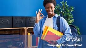  Presentation with student - Theme consisting of african-american-woman-wearing-student background and a  colored foreground