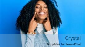  Presentation with afro - Colorful presentation enhanced with african-american-woman-with-afro backdrop and a light blue colored foreground