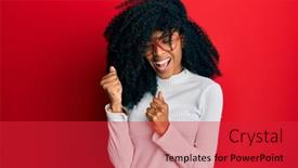  Presentation with eye african american models - Presentation design having african-american-woman-with-afro background and a red colored foreground