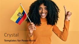  Presentation with african american woman question - Cool new presentation design with african-american-woman-with-afro backdrop and a gold colored foreground