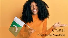  Presentation with pakistan flag - Cool new slide set with african-american-woman-with-afro backdrop and a gold colored foreground