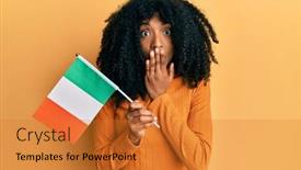  Presentation with ireland - Amazing presentation theme having african-american-woman-with-afro backdrop and a gold colored foreground