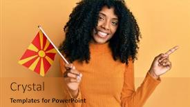  Presentation with macedonia - Presentation theme with african-american-woman-with-afro background and a gold colored foreground