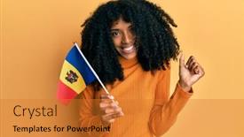  Presentation with proud american - PPT theme having african-american-woman-with-afro background and a gold colored foreground