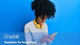  Presentation with afro hair salon - Audience pleasing theme consisting of african-american-woman-with-afro backdrop and a teal colored foreground