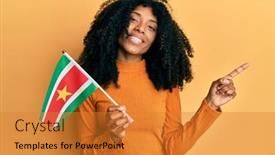  Presentation with american flag - PPT layouts featuring african-american-woman-with-afro background and a gold colored foreground