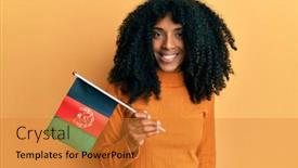  Presentation with afghanistan - Amazing PPT layouts having african-american-woman-with-afro backdrop and a gold colored foreground