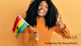  Presentation with ghana flag - Beautiful theme featuring african-american-woman-with-afro backdrop and a gold colored foreground