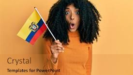  Presentation with ecuador - PPT layouts with african-american-woman-with-afro background and a gold colored foreground