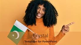  Presentation with pakistan flag - Beautiful slides featuring african-american-woman-with-afro backdrop and a gold colored foreground