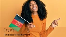  Presentation with afghanistan - Amazing slide deck having african-american-woman-with-afro backdrop and a gold colored foreground