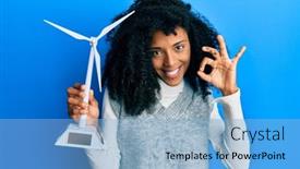  Presentation with solar electricity - Audience pleasing slide deck consisting of african-american-woman-with-afro backdrop and a light blue colored foreground