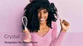  Presentation with proud american - PPT theme having african-american-woman-with-afro background and a coral colored foreground