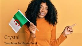 Presentation with american flag - Presentation theme consisting of african-american-woman-with-afro background and a gold colored foreground