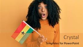  Presentation with ghana flag - Presentation design with african-american-woman-with-afro background and a gold colored foreground