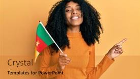  Presentation with senegal flag - Slides enhanced with african-american-woman-with-afro background and a gold colored foreground