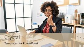  Presentation with american energy - Presentation enhanced with african-american-woman-with-afro background and a lemonade colored foreground