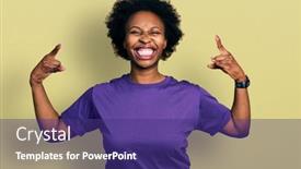  Presentation with african music - Presentation theme having african-american-woman-with-afro background and a violet colored foreground