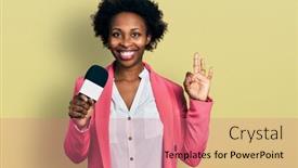  Presentation with afro - PPT theme enhanced with african-american-woman-with-afro background and a coral colored foreground