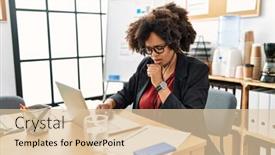  Presentation with hair care - PPT theme having african-american-woman-with-afro background and a lemonade colored foreground