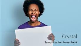  Presentation with afro - Slide deck with african-american-woman-with-afro background and a light blue colored foreground