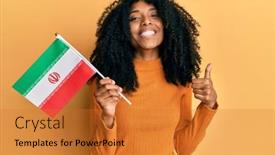  Presentation with american flag - Presentation design having african-american-woman-with-afro background and a gold colored foreground