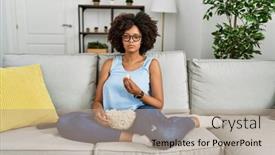  Presentation with afro - PPT theme with african-american-woman-with-afro background and a coral colored foreground