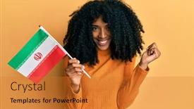  Presentation with proud american - Presentation theme with african-american-woman-with-afro background and a gold colored foreground