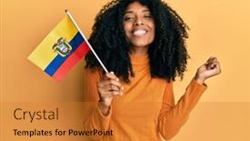 Presentation with ecuador - Slides featuring african-american-woman-with-afro background and a gold colored foreground