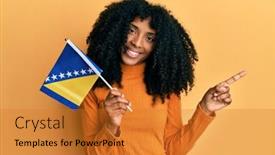  Presentation with bosnia - Presentation design having african-american-woman-with-afro background and a gold colored foreground