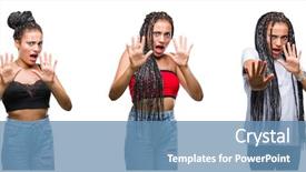  Presentation with collage - Presentation theme featuring african american woman with birth background and a teal colored foreground