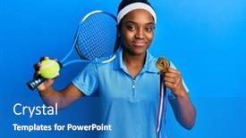  Presentation with medal - Cool new presentation theme with african-american-woman-with-braided backdrop and a teal colored foreground