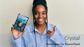  Presentation with hard disk - PPT theme consisting of african-american-woman-with-braided background and a light blue colored foreground