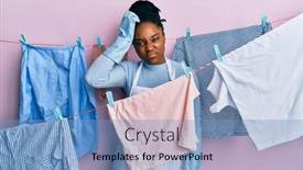  Presentation with african american woman question - Slide deck enhanced with african-american-woman-with-braided background and a teal colored foreground