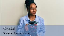  Presentation with mixer machine - Amazing presentation design having african-american-woman-with-braided backdrop and a teal colored foreground